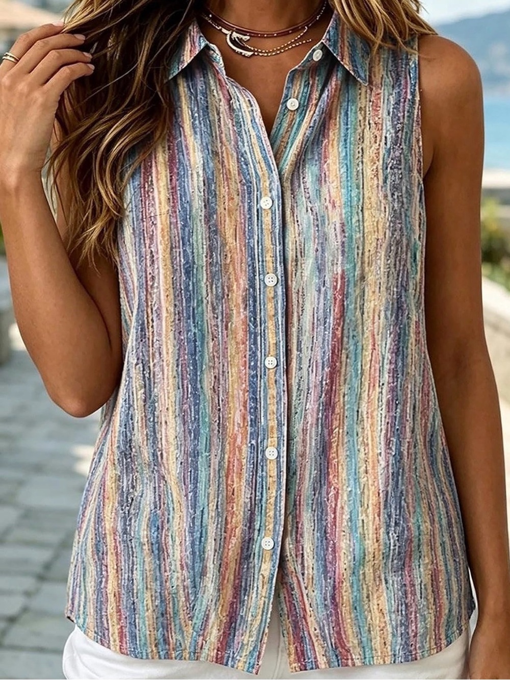 Flamingals Sleeveless Womens Tops Business Work Blouses L FG27-30